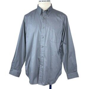 NWT CROFT & BARROW Mens Gray Button Down Long Sleeve Shirt Sz L